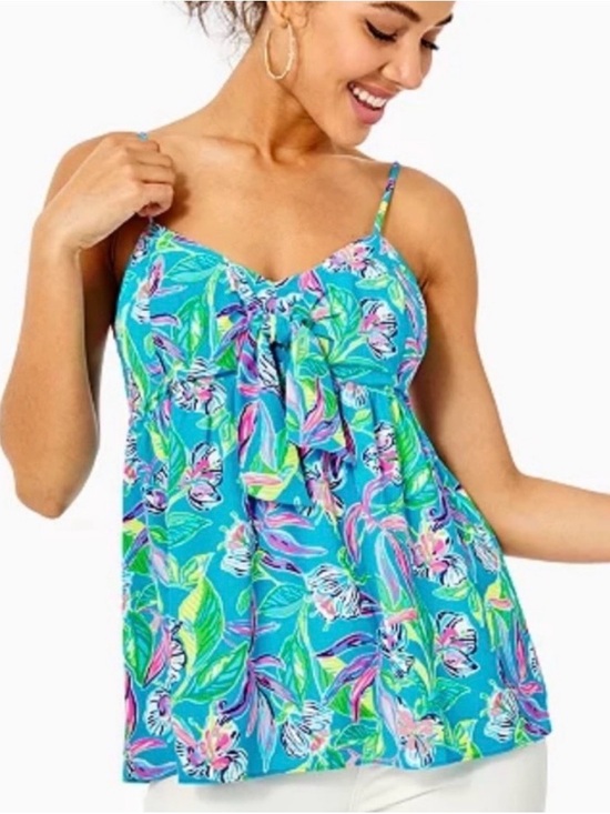 Lilly Pulitzer Tops - Lilly Pulitzer NWT Turquoise Floral Print Cadie Cami